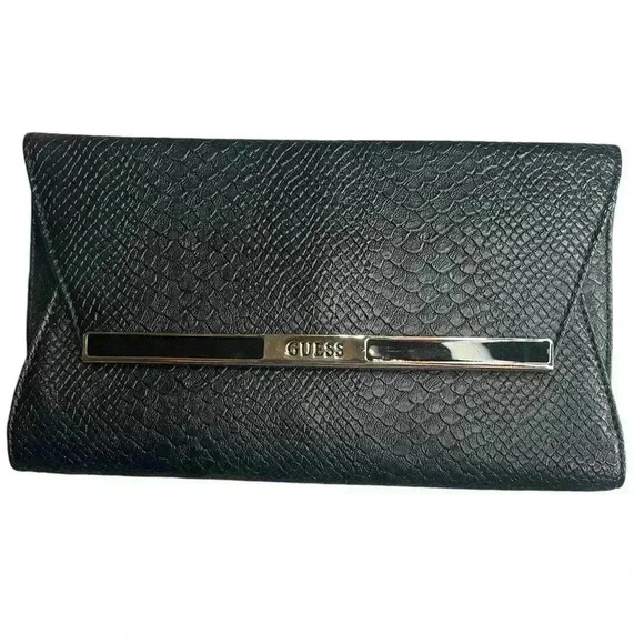 Guess Black Clutch/Crossbody with Gold Chain - Picture 1 of 9
